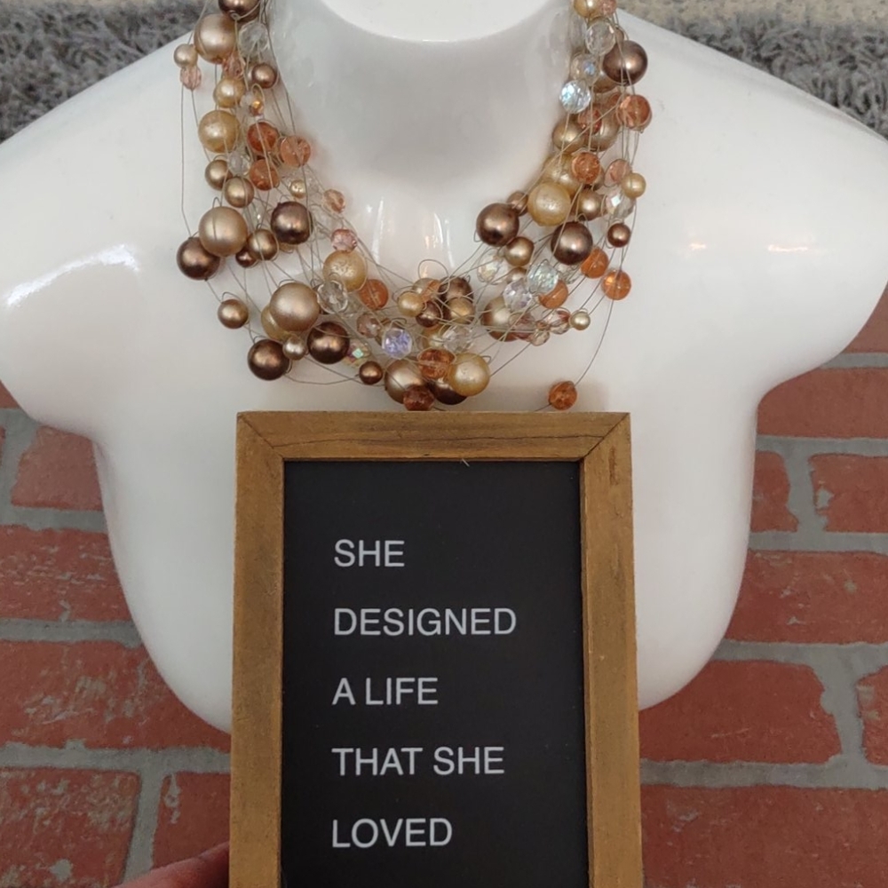 Basia Designs Necklace faux pearls 12 multi strand Layered Floating Vintage RARE
